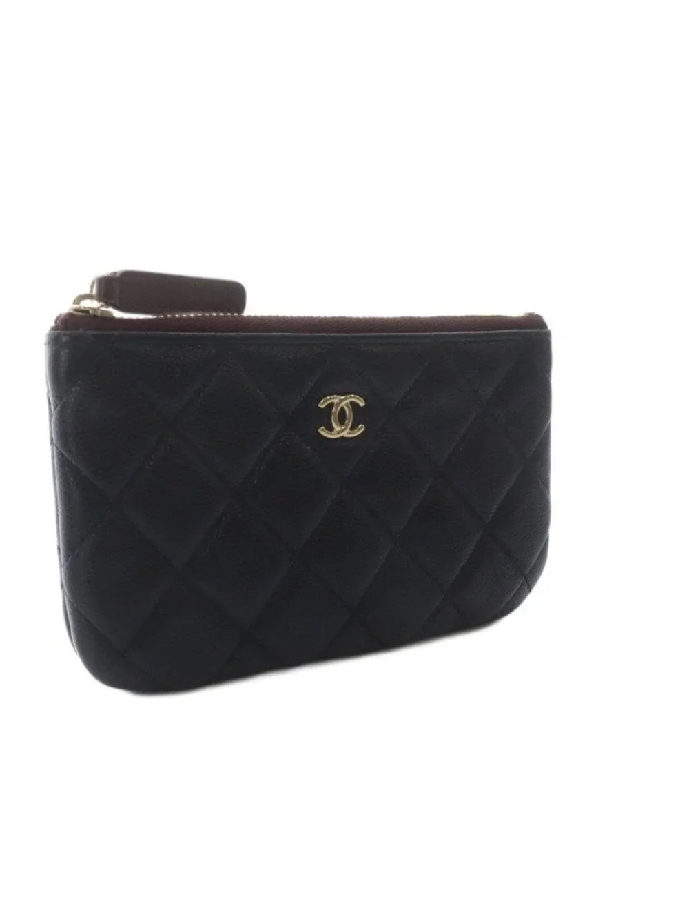 Chanel Quilted Caviar Leather Classic Small Zip Pouch CC Logo Black - Picture 5 of 8